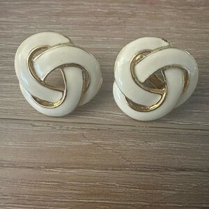 Napier Signed Vtg Enamel Knot Earrings